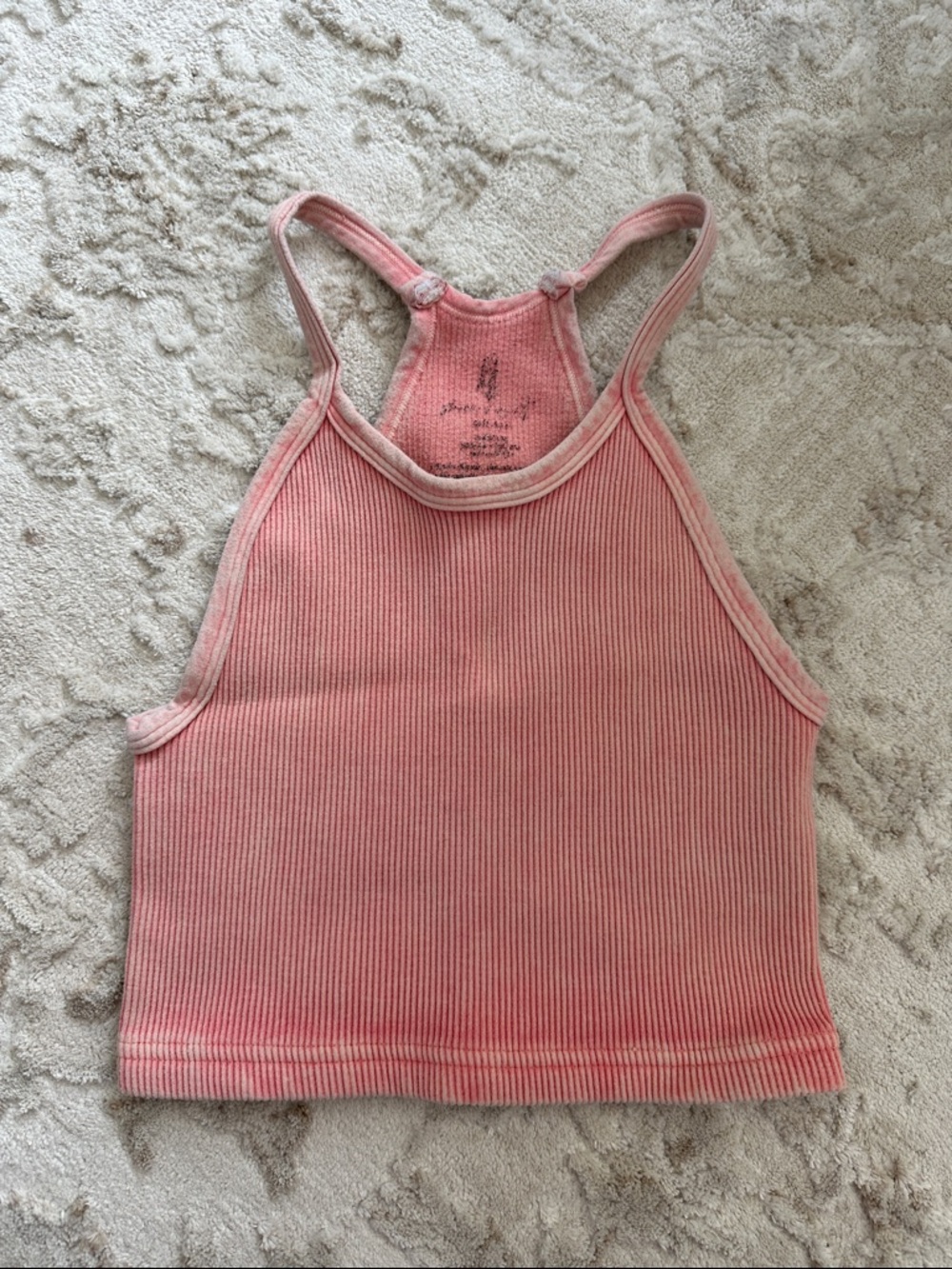 Free People Ribbed Halter Crop Tank Top - Dusty Rose